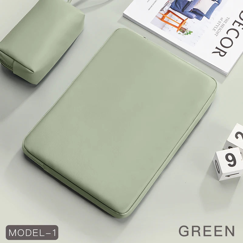Housse pour ordinateur portable en cuir PU avec double poche (11–15,6 pouces)