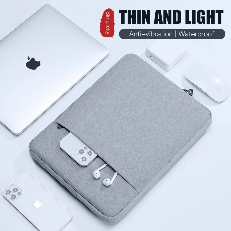 Housse minimaliste imperméable pour ordinateur portable avec poche pour accessoires