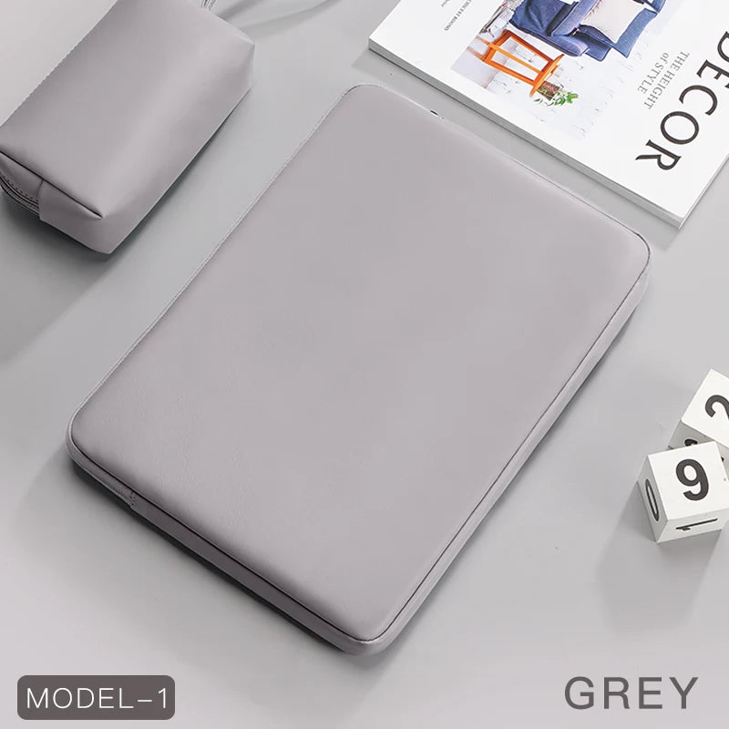 Housse pour ordinateur portable en cuir PU avec double poche (11–15,6 pouces)