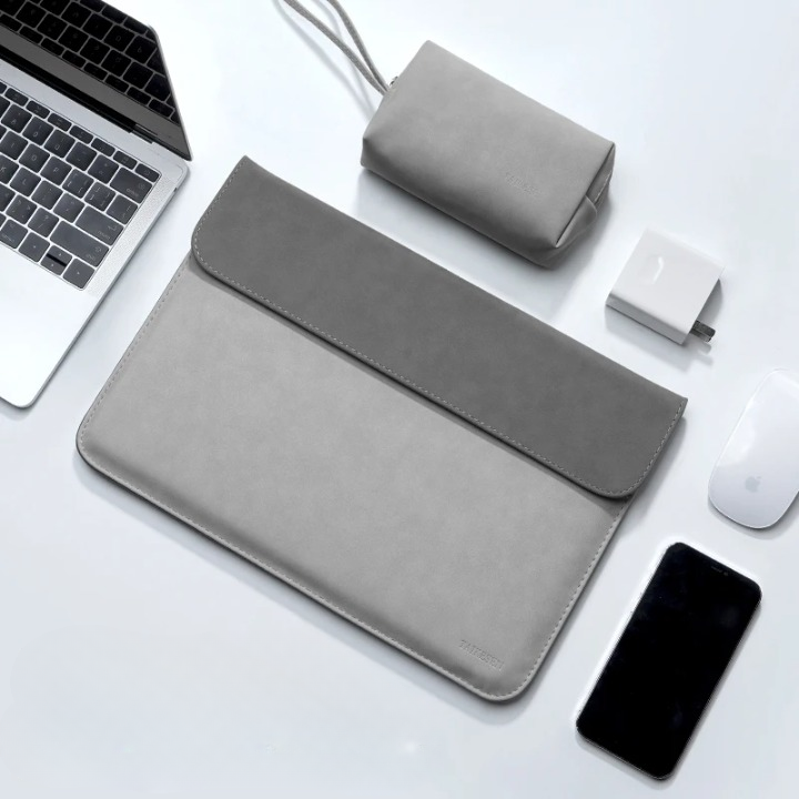 Housse pour ordinateur portable en cuir PU avec doublure douce – Protection fine pour MacBook et ordinateurs portables