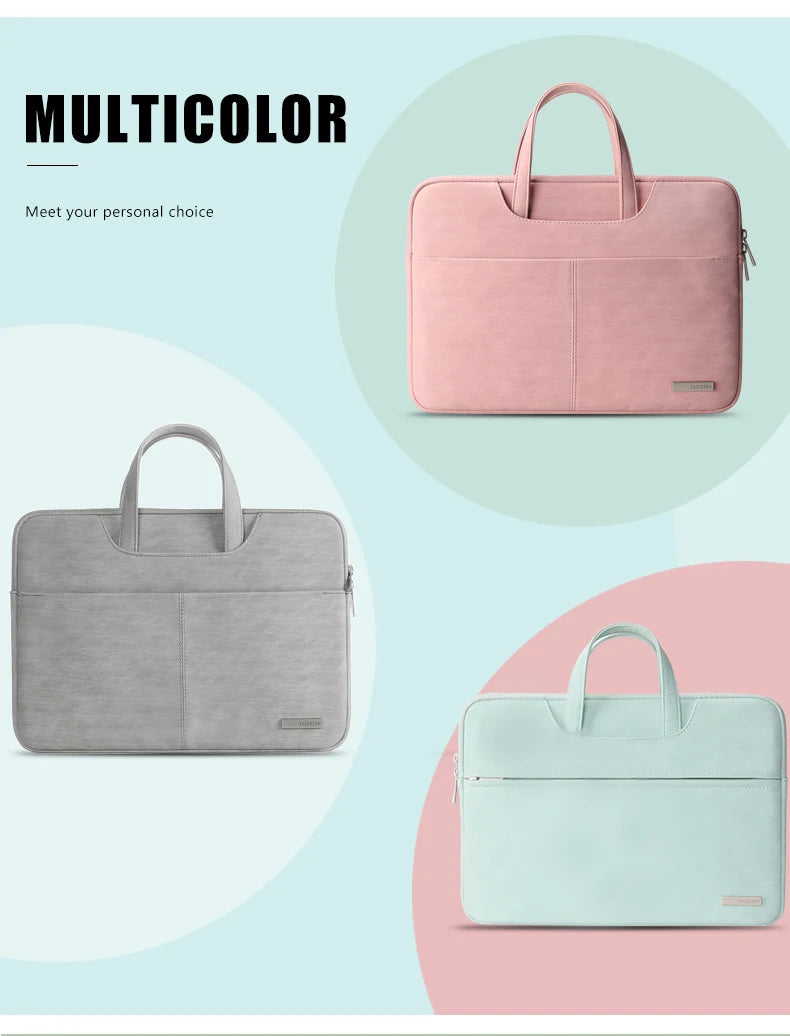 PU Leather Laptop Briefcase with Handles – 13 to 15.6 inch