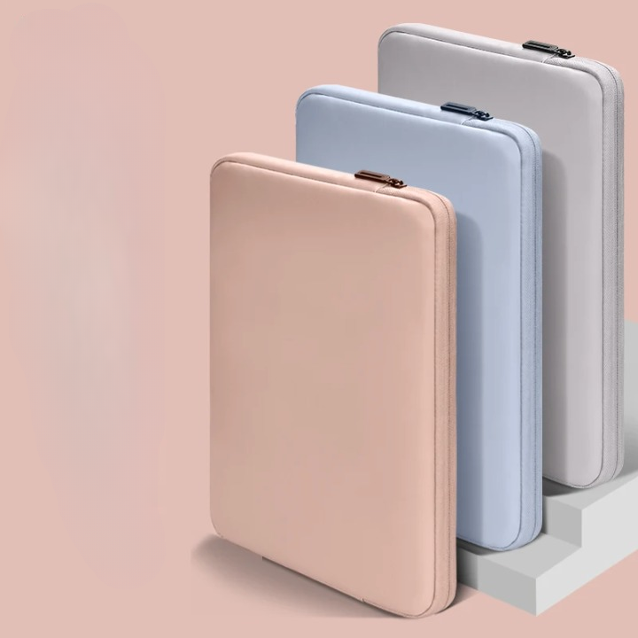 Housse pour ordinateur portable en cuir PU avec double poche (11–15,6 pouces)