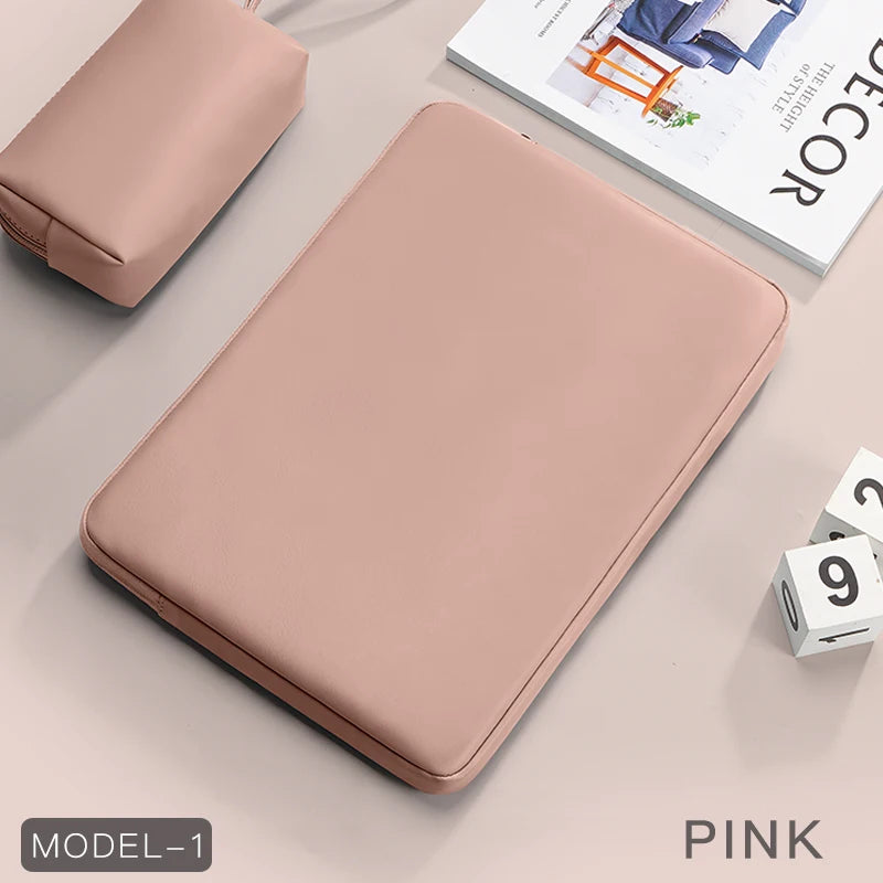 Housse pour ordinateur portable en cuir PU avec double poche (11–15,6 pouces)