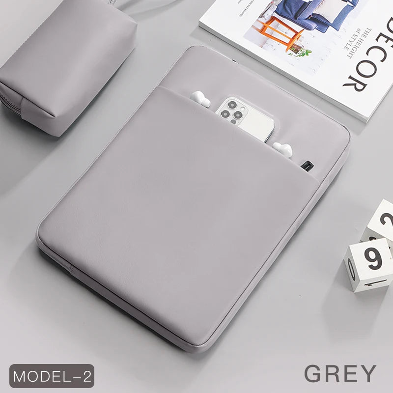 Housse pour ordinateur portable en cuir PU avec double poche (11–15,6 pouces)