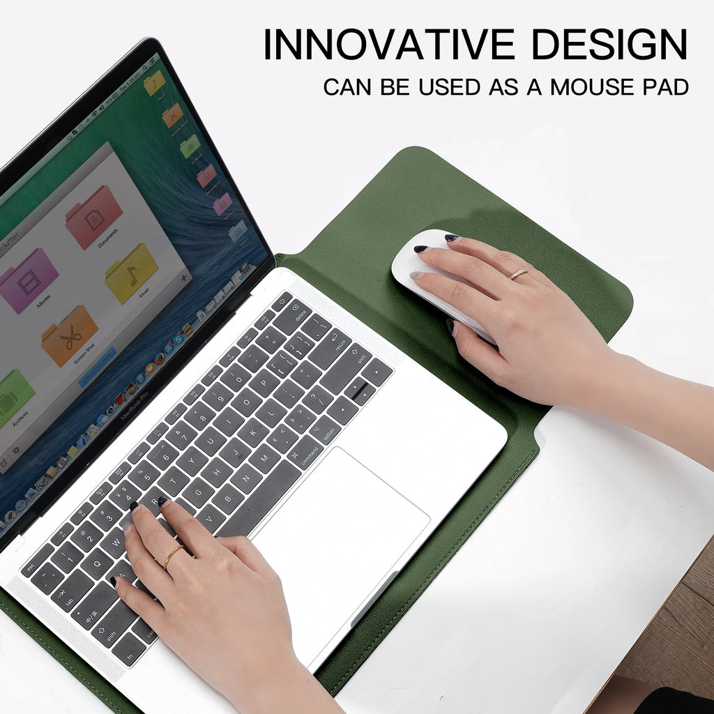 Housse multifonctionnelle en PU pour ordinateur portable avec support et tapis de bureau