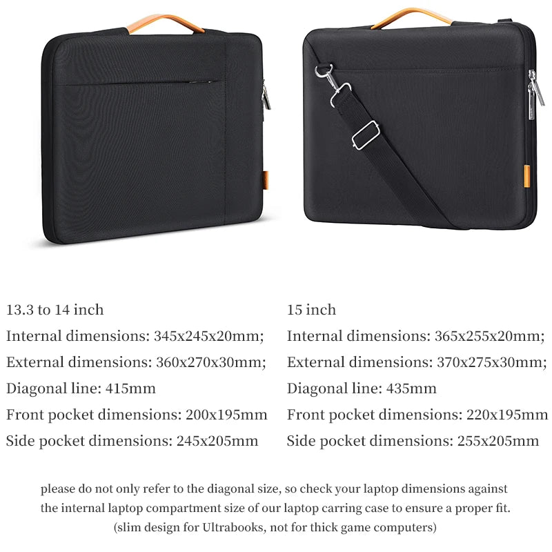 Laptop Sleeve 13–15 Inch Business Carrying Case with Handle & Shoulder Strap