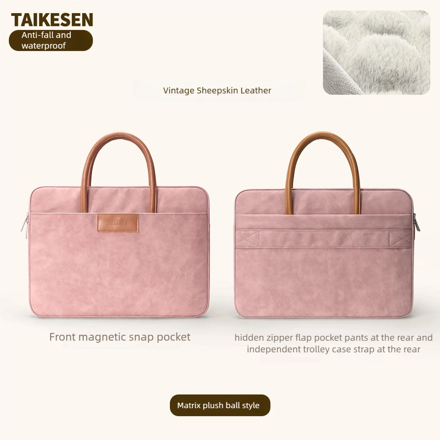 Slim PU Leather Laptop Briefcase with Handles – 13 to 16 Inch