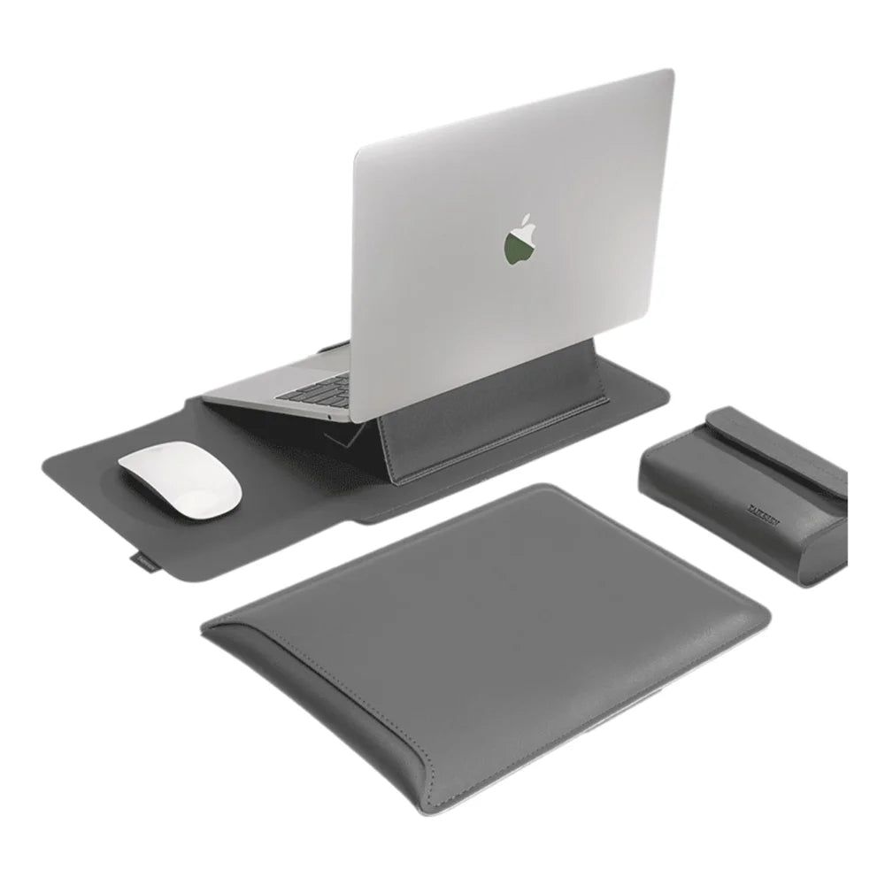Housse multifonctionnelle en PU pour ordinateur portable avec support et tapis de bureau