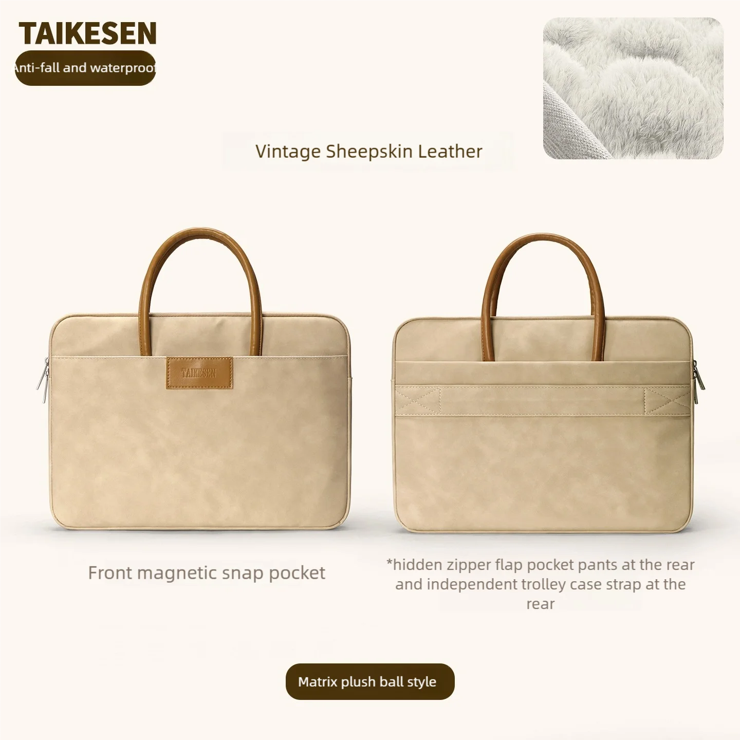 Slim PU Leather Laptop Briefcase with Handles – 13 to 16 Inch