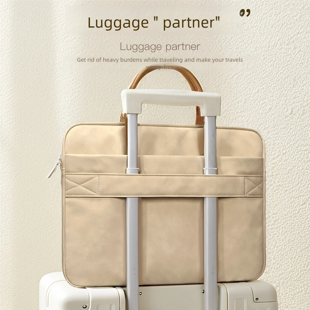 Sacoche fine en cuir PU pour ordinateur portable avec poignées – 13 à 16 pouces