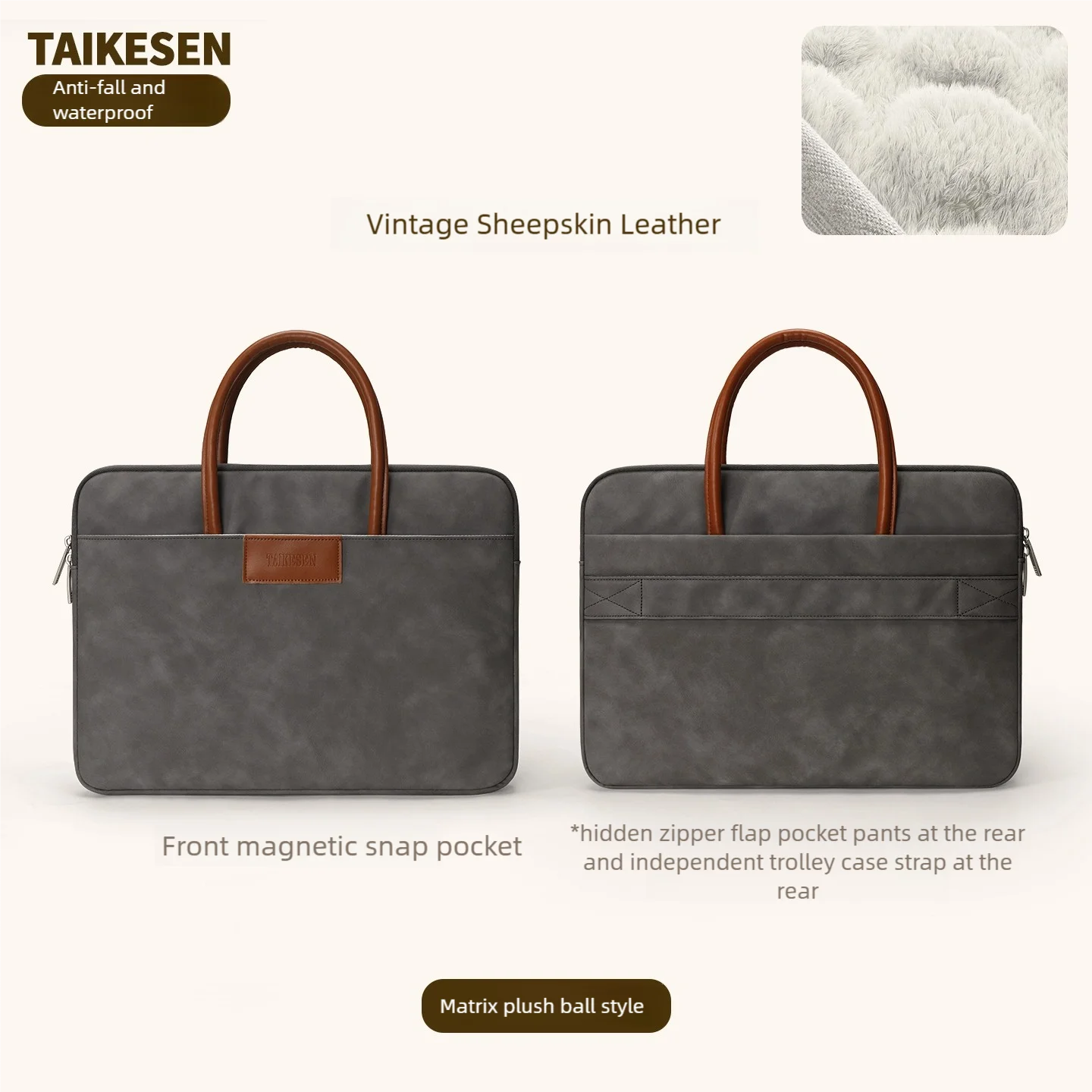 Slim PU Leather Laptop Briefcase with Handles – 13 to 16 Inch