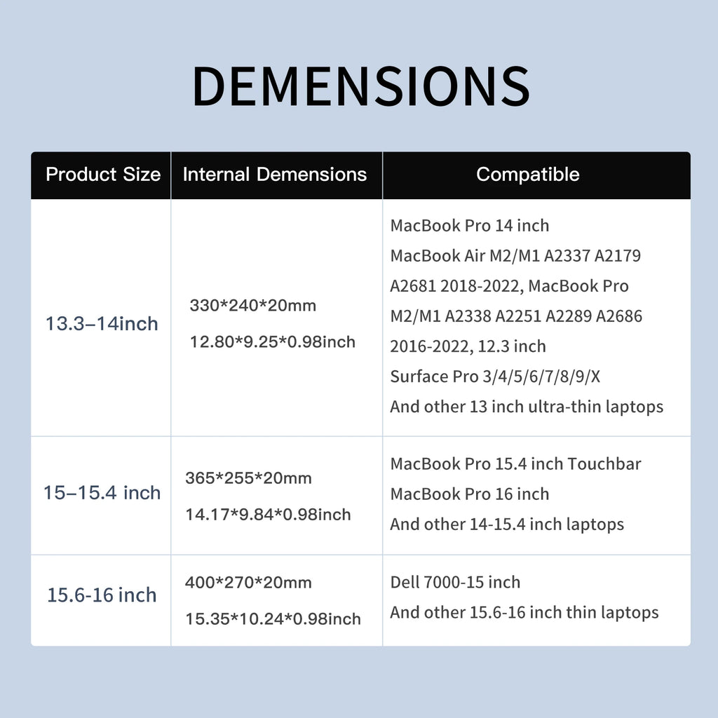 Housse antichoc pour ordinateur portable avec poche pour accessoires – 13–16 pouces