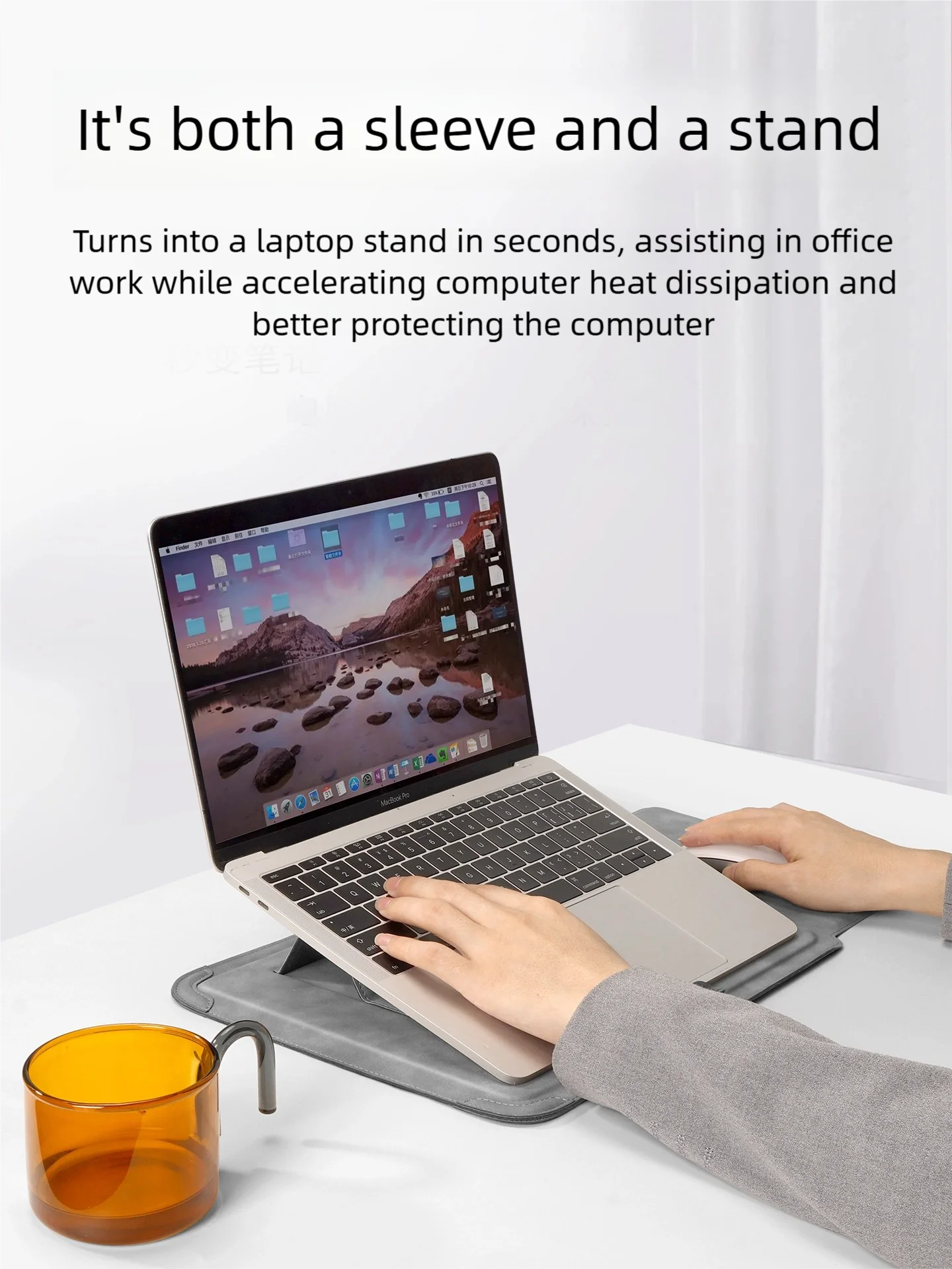 Laptop Sleeve with Foldable Stand – PU Protective Case 13–16 Inch