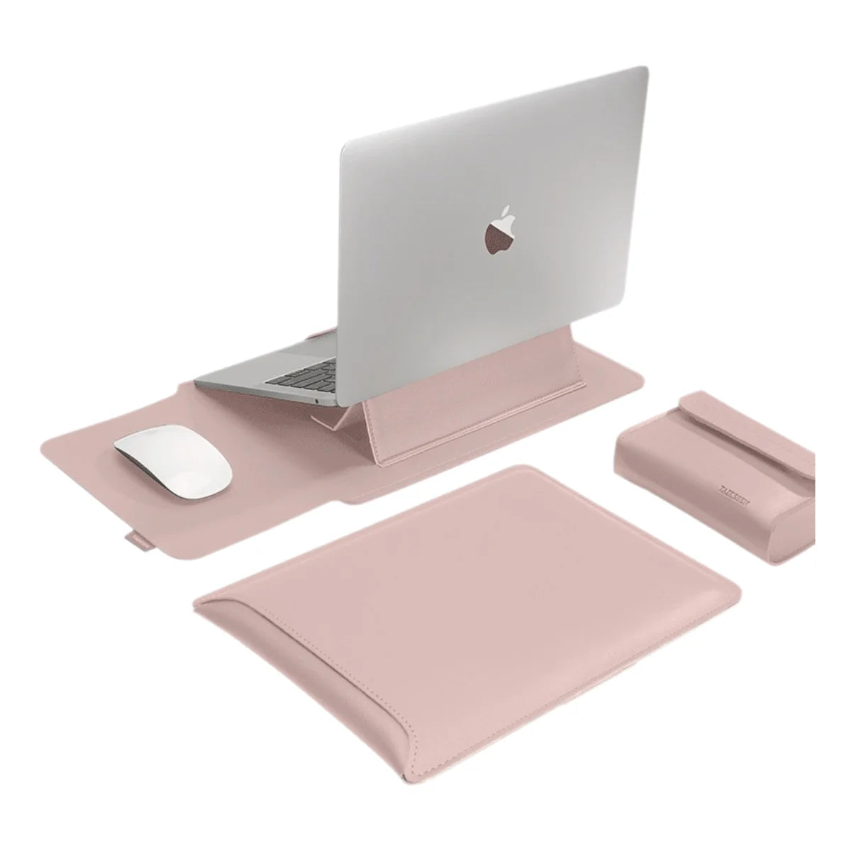 Housse multifonctionnelle en PU pour ordinateur portable avec support et tapis de bureau